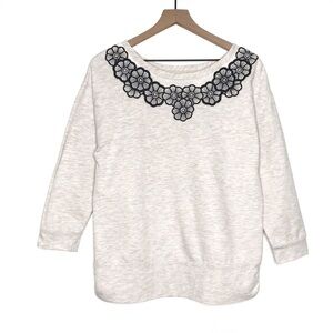 ANTHRO SATURDAY SUNDAY Floral Applique Sweater Top M